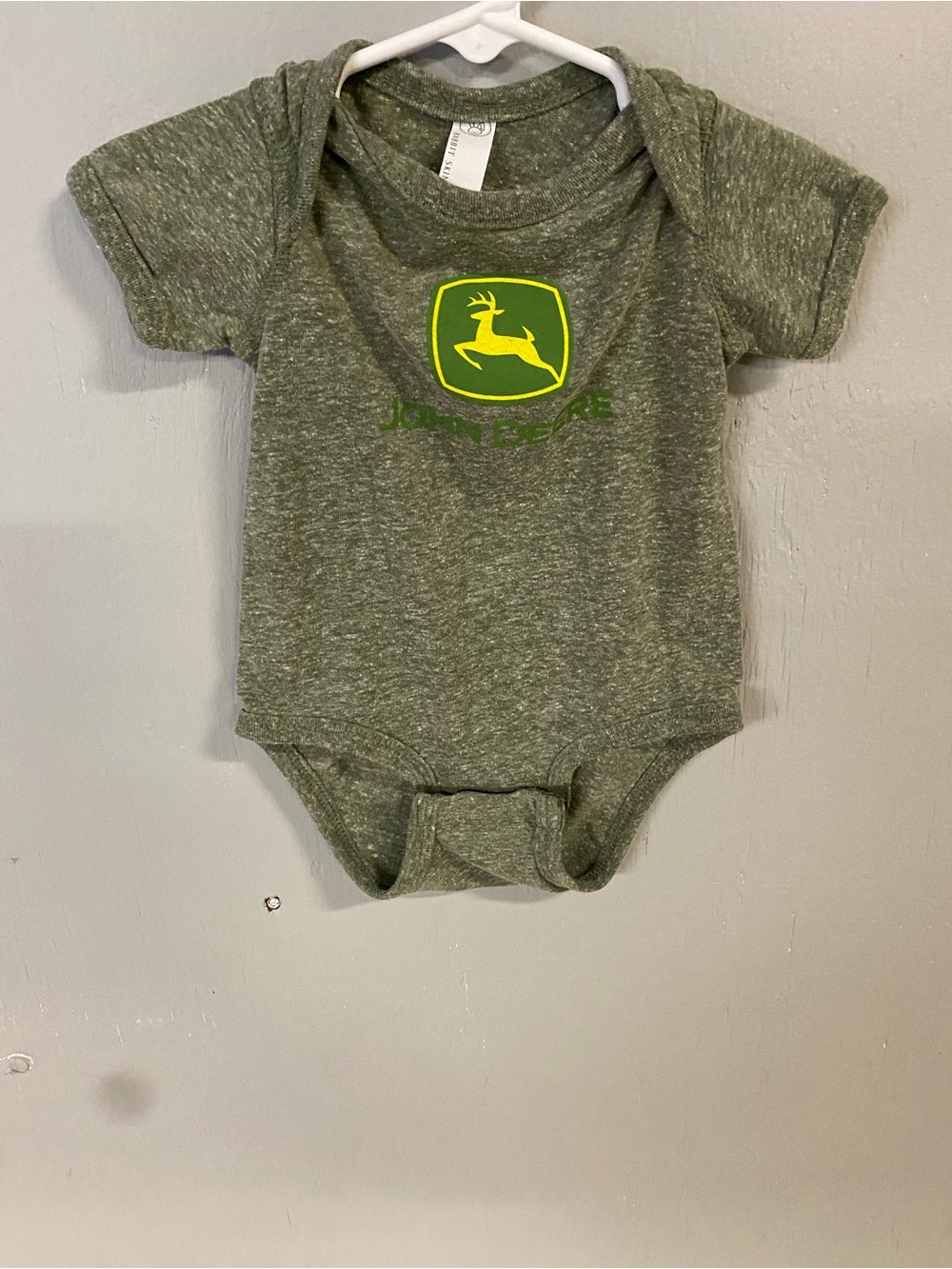 Rabbit Skins Olive Heather One-Piece Bodysuit with Green Logo